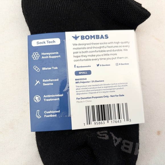 Bombas Black Ankle Socks - Picture 3 of 3